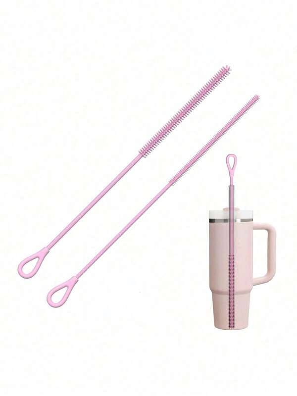 Silicone Straw Cleaning Brush, Reusable, Extended Design, Suitable For Cleaning Glass, Metal Milkshake Straws And Straw Cups, Non-Slip Handle Soft And Bendable